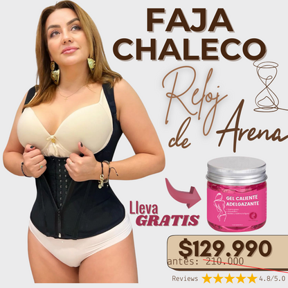 FAJA CHALECO RELOJ DE ARENA + GEL REDUCTOR GRATIS 🔥
